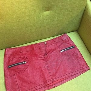 Vintage red python lip service club mini skirt 
